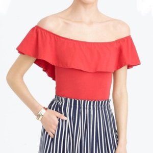 J. Crew Red Ruffle Bodysuit (Size XXS)